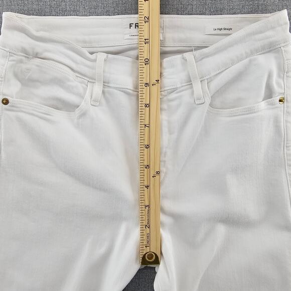 Frame Jeans Women Size 29 White Le High Straight Cropped Casual Denim Frayed Hem - Picture 16 of 16